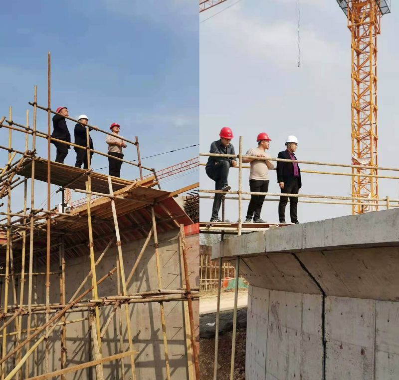 公司(si)領導視詧永城市第七汚水處(chu)理(li)廠工程進度